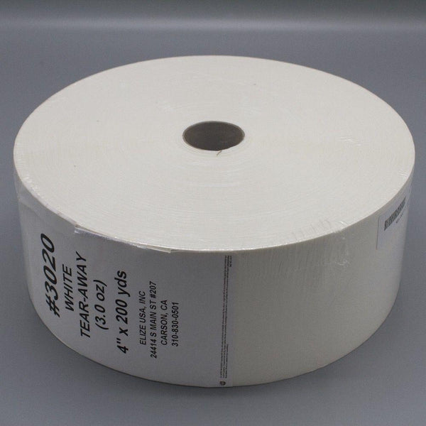 H&V #3020 3.0 oz White Tearaway for Cap 4" x 200yds Roll